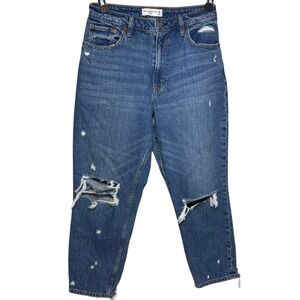 Abercrombie Fitch The Mom High Rise Curve Love Distressed Denim Jeans Womens‎ 10